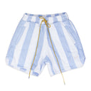 WHITE STRIPED LOOP TERRY SHORTS