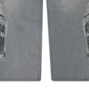 GRAY NOIR STRIPE WIDE-LEG JEANS