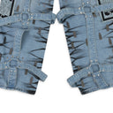 BLUE STRIPE BONDAGE WIDE-LEG JEANS