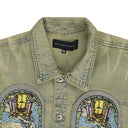 BLUE UNFURLED CROPPED DENIM JACKET