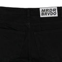 BLACK WINGED LOGO BONDAGE STRAIGHT-FIT JEANS