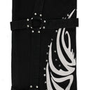 BLACK WINGED LOGO BONDAGE STRAIGHT-FIT JEANS