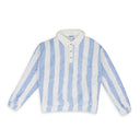 WHITE/BLUE STRIPED LOOP TERRY POLO SHIRT