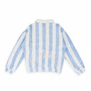 WHITE/BLUE STRIPED LOOP TERRY POLO SHIRT