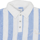 WHITE/BLUE STRIPED LOOP TERRY POLO SHIRT