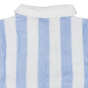WHITE/BLUE STRIPED LOOP TERRY POLO SHIRT