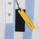WHITE/BLUE STRIPED LOOP TERRY POLO SHIRT