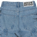 BLUE WINGED LOGO BONDAGE PANTS