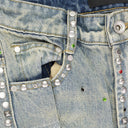BLUE CHROME STUD EMBROIDERED SHORTS