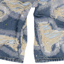 BLUE CHROME STUD EMBROIDERED SHORTS