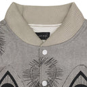 SILVER NAMESAKE VARSITY JACKET