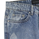 BLUE RHINESTONE WASHED BOOTCUT JEANS
