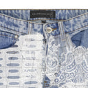 BLUE GRID LACE STRAIGHT-FIT JEANS