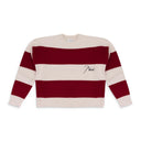 RED/CREAM STRIPE CREWNECK SWEATSHIRT
