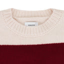 RED/CREAM STRIPE CREWNECK SWEATSHIRT