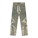 WAVE DISTRESSED STRAIGHT-FIT JEANS