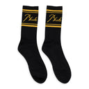 BLACK/YELLOW SCRIPT LOGO SOCKS