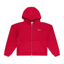 RED ZIP UP SWEATER