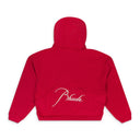 RED ZIP UP SWEATER