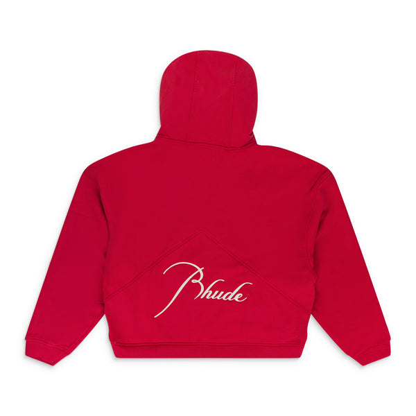 RED ZIP UP SWEATER