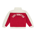 RED CONTRAST QUARTER ZIP SWEATER