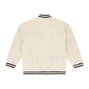 CREAM QUARTER ZIP VARSITY SWEATER