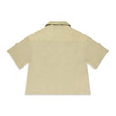 KHAKI BOXY HALF-ZIP SPRAY BUTTON-DOWN SHIRT