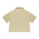 KHAKI BOXY HALF-ZIP SPRAY BUTTON-DOWN SHIRT