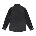 BLACK LEATHER WORK BUTTON-DOWN SHIRT