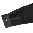 BLACK LEATHER WORK BUTTON-DOWN SHIRT