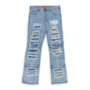 BLUE KNEE FLAP STRAIGHT-FIT JEANS