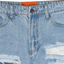 BLUE KNEE FLAP STRAIGHT-FIT JEANS