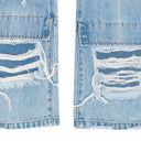 BLUE KNEE FLAP STRAIGHT-FIT JEANS