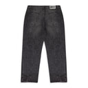 BLACK GATHERED STRAIGHT-FIT JEANS