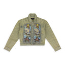 BLUE UNFURLED CROPPED DENIM JACKET