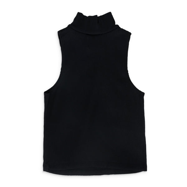 BLACK RIBBED KNIT TURTLENECK SWEATER