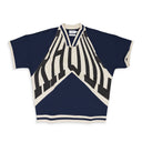 NAVY/CREAM FRONT PRINT RHACER POLO SHIRT