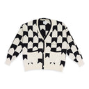 BLACK/CREAM CHEVRON CHECKERED KNIT CARDIGAN