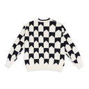 BLACK/CREAM CHEVRON CHECKERED KNIT CARDIGAN