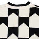 BLACK/CREAM CHEVRON CHECKERED KNIT CARDIGAN