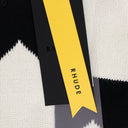 BLACK/CREAM CHEVRON CHECKERED KNIT CARDIGAN