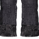 BLACK GATHERED STRAIGHT-FIT JEANS