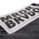 BLACK GATHERED STRAIGHT-FIT JEANS