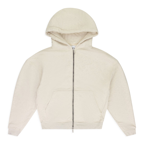 BEIGE ZIP UP HOODIE