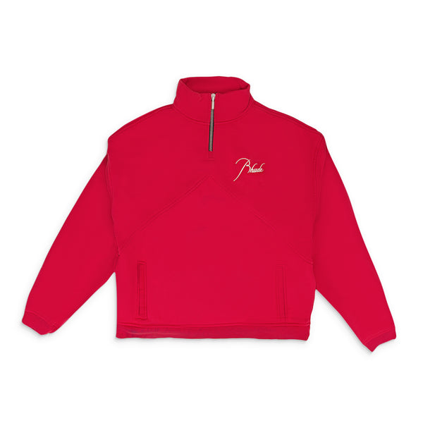 RED QUARTER ZIP SWEATER
