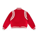 RED SATIN VARSITY JACKET