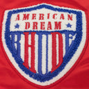 RED SATIN VARSITY JACKET