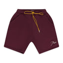 BURGUNDY LOGO EMBROIDERED DRAWSTRING SWEATSHORT