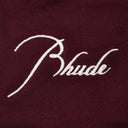 BURGUNDY LOGO EMBROIDERED DRAWSTRING SWEATSHORT
