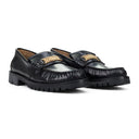 BLACK LUG LOAFERS
